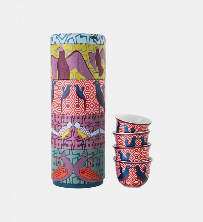 علبة صفيح أربعة فناجين قهوة أندلسية علبة صفيح أربعة فناجين قهوة أندلسية