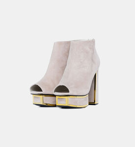 Velma Suede Platform Peep Toe Heeled Ankle Boots