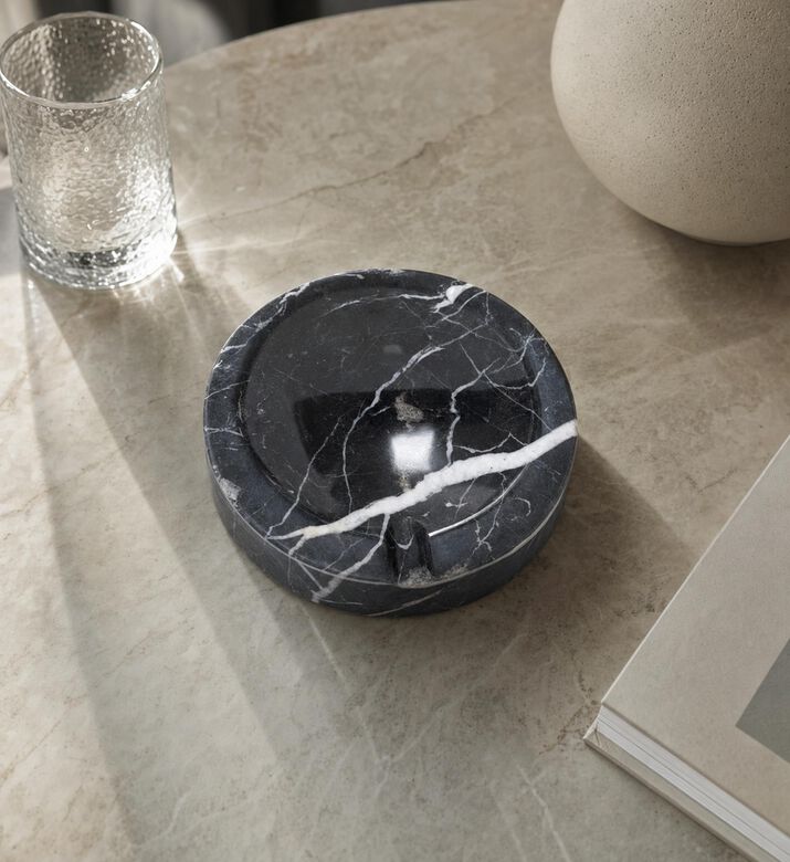 Marble and Beyond Big Marble Bubbly Ashtray, Black, Model View