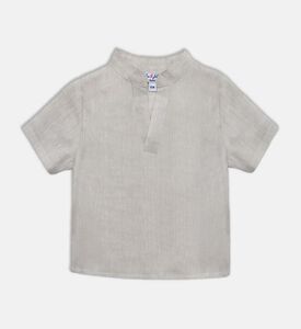 قميص ديف كتان بياقة مفتوحة