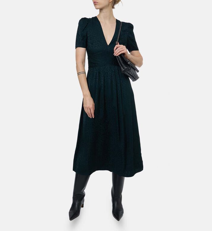 The Kooples Abstract-print High-waist Midi Dress, Model View