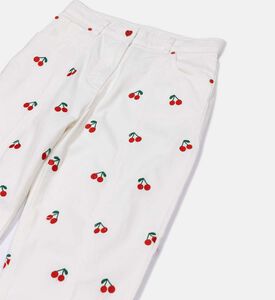 بنطال دنيم مطرز بتطريزات كرز