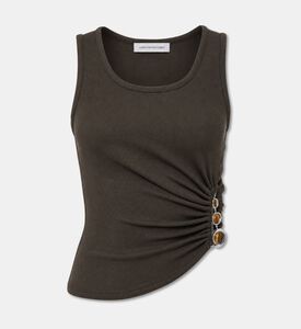 Christopher Esber Scoop-neck Gathered Detail Tank, Brown, 10, Packshot View