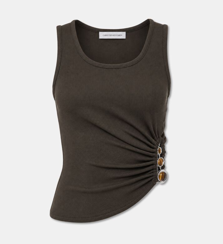 Christopher Esber Scoop-neck Gathered Detail Tank, Brown, 10, Packshot View