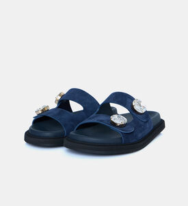 حذاء مفتوح باروس بأربطة مزدوجة وأزرار من أحجار الراين