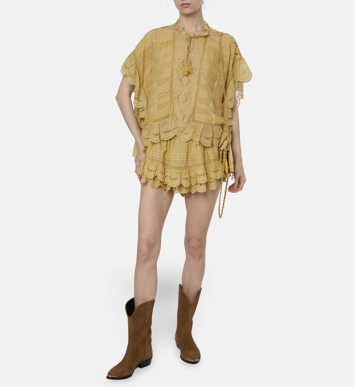 Isabel Marant Embroidered Tiered Ruffle Shorts, Model View