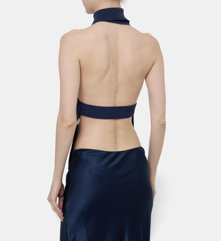 Cult Gaia Wake Knit Top, Dark-blue, L, Model View