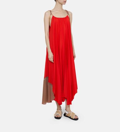 Plissé Adjustable Drawstring Long Dress