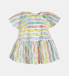 فستان ربيعي بقوس قزح متوهج للبنات