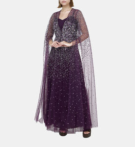 فستان بكاب بدون أكمام مزين بأحجار الراين