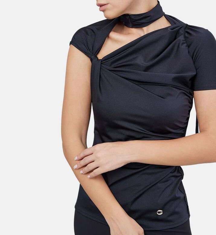 بلوزة درابيه غير متماثلة بفتحة