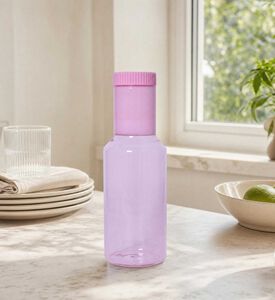 Design Letters Tight-fit Lid Tube Glass Carafe, Pink, 1-l, Model View