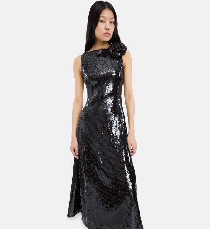 Rotate Flared Hem Evening Dress, Model View