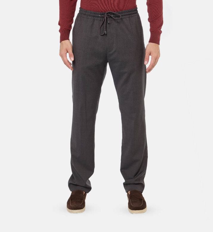 Pal Zileri Textured Straight-leg Lounge Trousers, Light-grey, 48, Model View