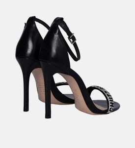 كعب جلدي بحزام كريستالي