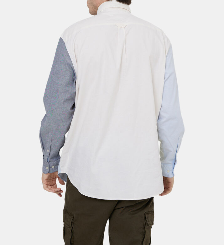 بلوزة منسوجة أكسفورد مقسمة بألوان سادة