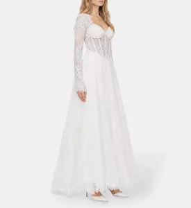L Atelier Du Luxe Beaded Chantilly Lace Gown, Model View