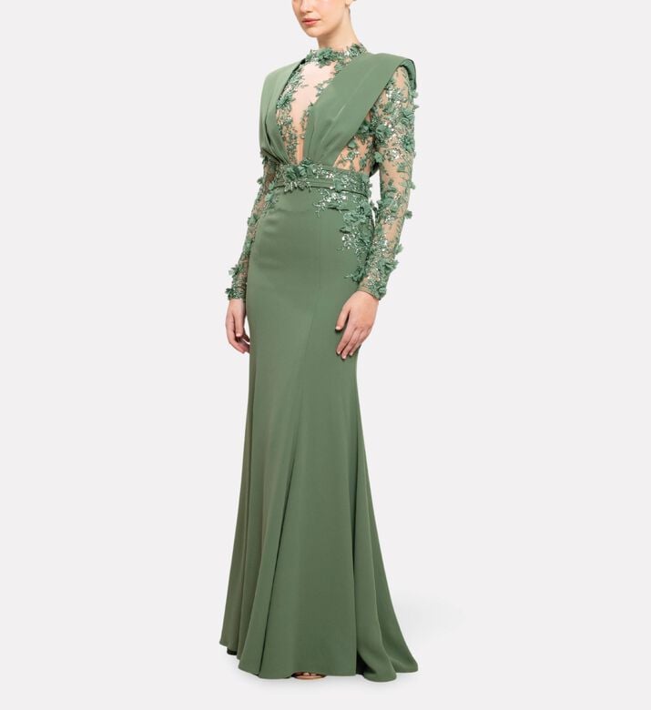 Michael Cinco Draped Long Dress, Model View