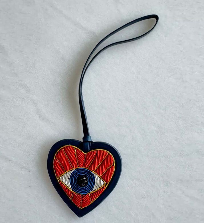 Embroidered Heart-shaped Bag Charm
