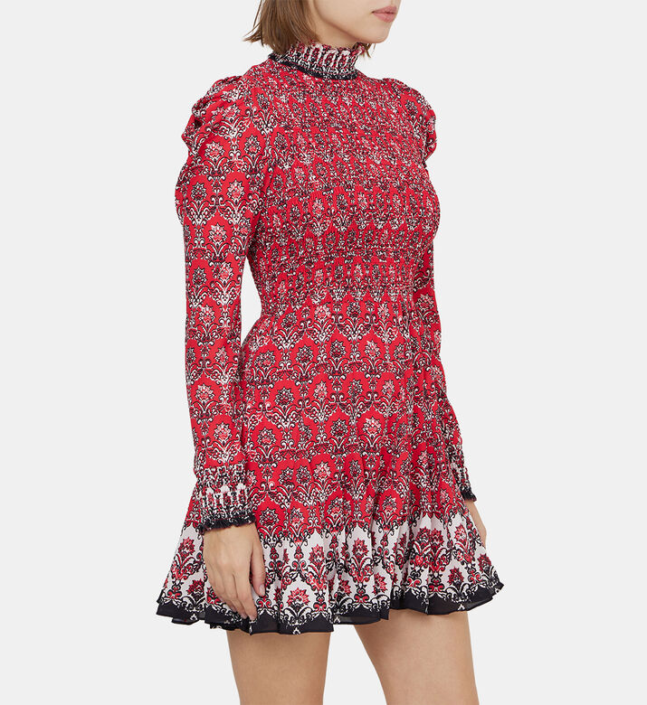 Elvira Smocked Mock Neck Mini Dress