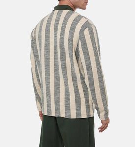 Les Deux Bowie Jacquard Long-sleeve Jersey Polo, Olive, L, Model View Les Deux Bowie Jacquard Long-sleeve Jersey Polo, Olive, L, Model View