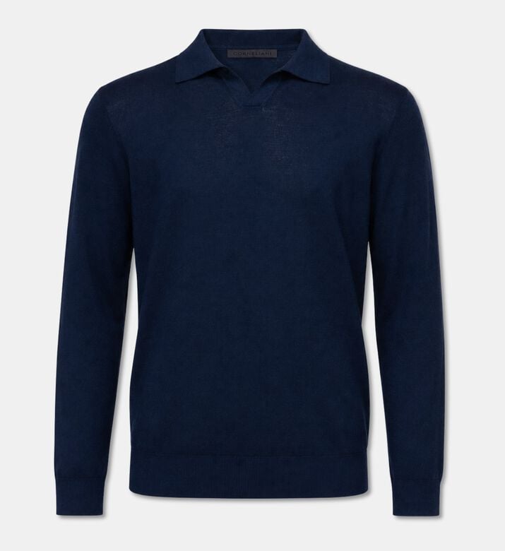 Corneliani Long-sleeve Polo Knit Sweater, Packshot View