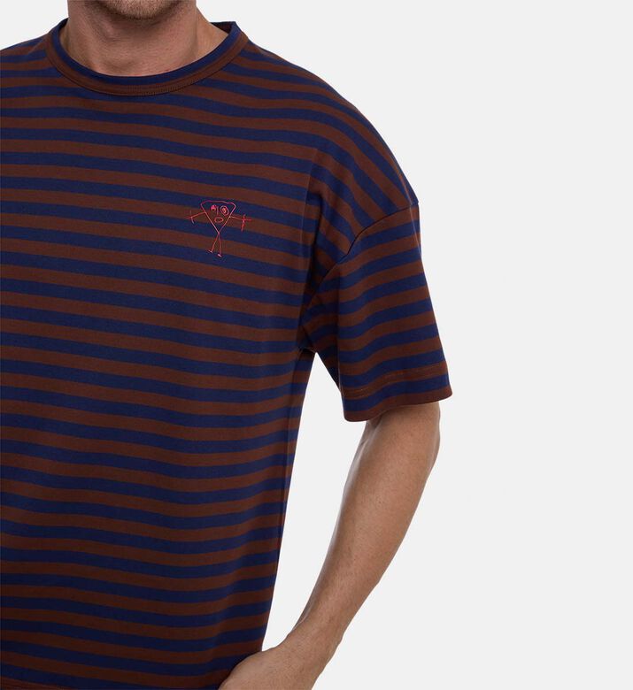 Plan C Stripe-print Crewneck T-shirt, Model View Plan C Stripe-print Crewneck T-shirt, Model View