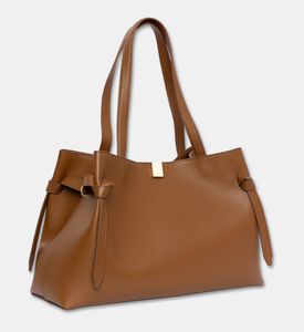 Yuzefi Gyoza Leather Top Handle Tote Bag, Brown, Packshot View