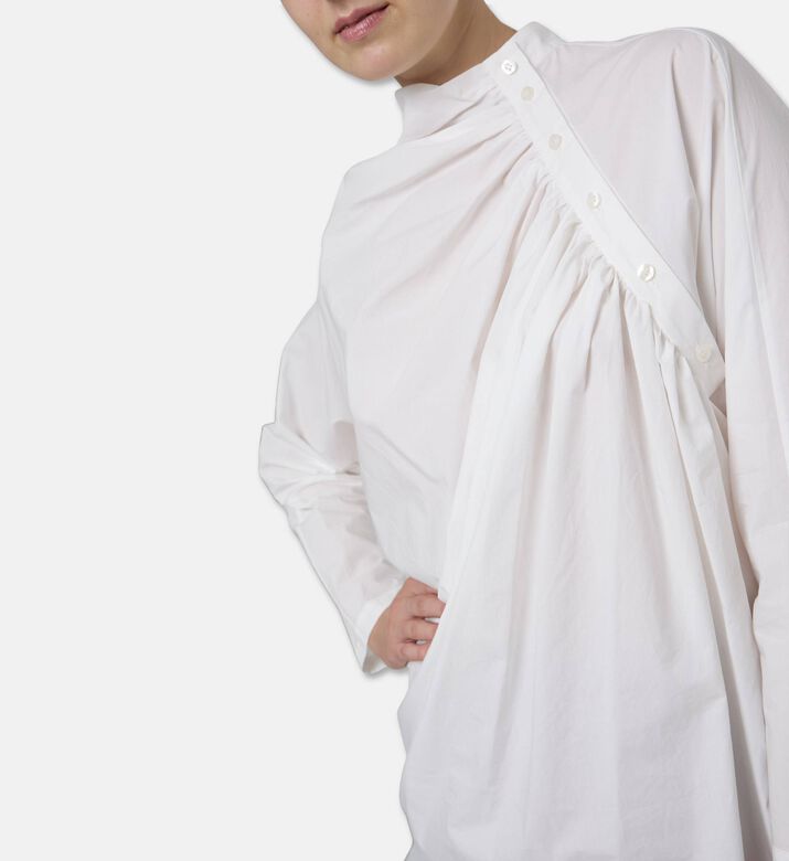 Dawei Asymmetric Button Closure Shirt, White, 36, Model View