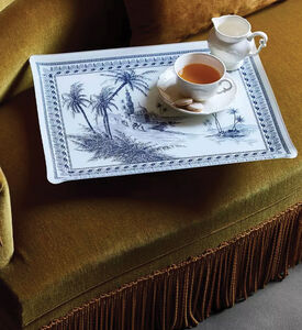 Gien D&eacute;pareill&eacute;es Bleu Small Acrylic Serving Tray, Blue, 36x28-cm, Packshot View