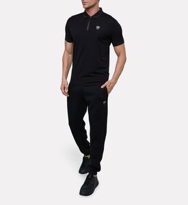 EA7 Zippered Collar Logo Polo Shirt, Black, Xl, Model View