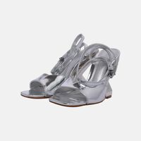 Leather Strap-up Wedge Heels