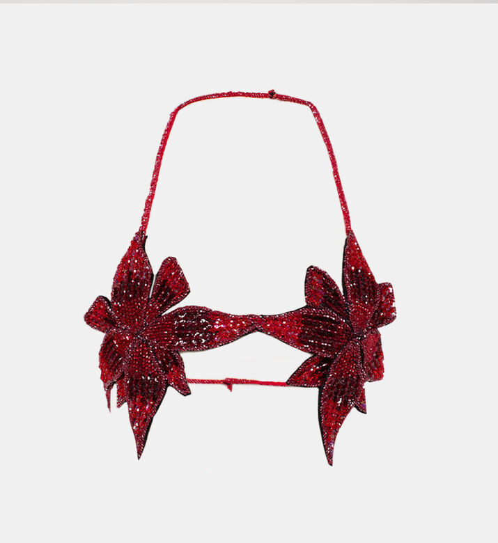 Rhinestones Aflic Flower Bra