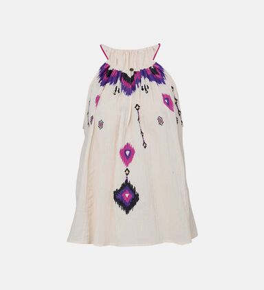 Embroidered Halter Neck Top