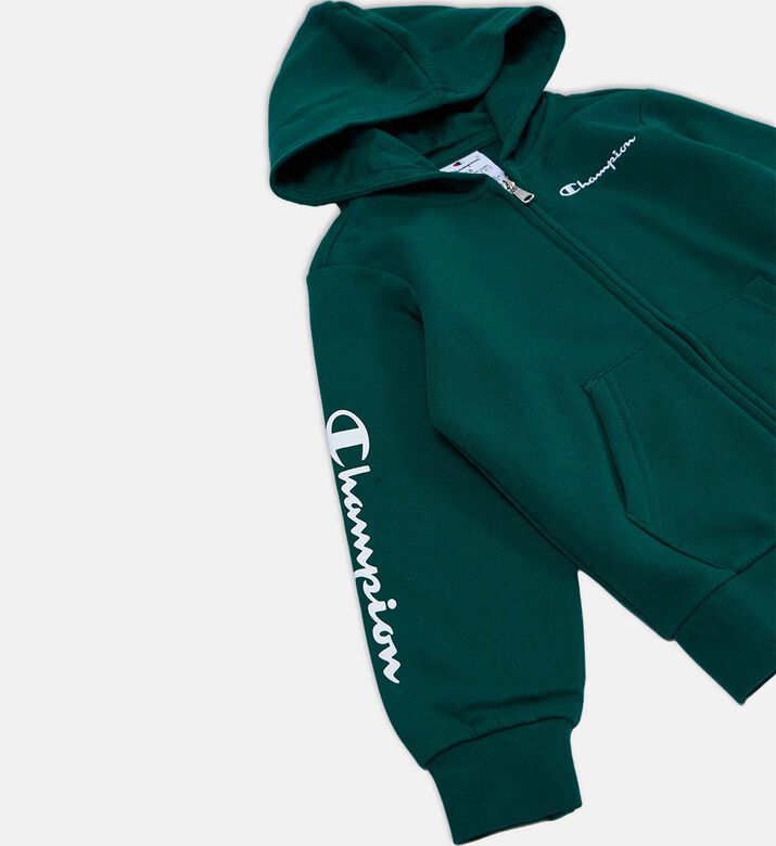 Champion Vertical Logo-print Full Zip-up Hoodie, Green, M, Packshot View