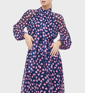 Tulle Heart-print Maxi Dress