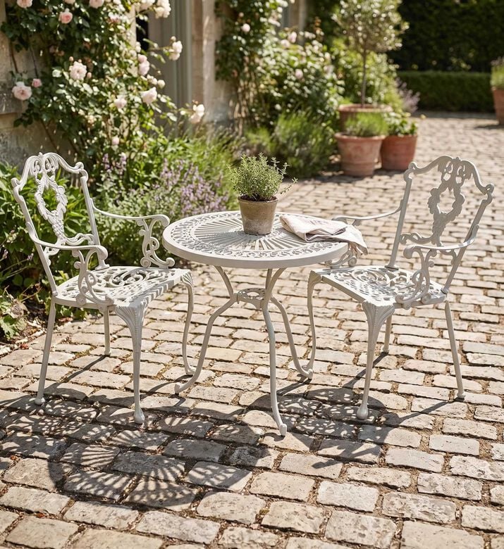 Home Deco and More Bistro Dining Table With 2 Chairs Off White, Packshot View