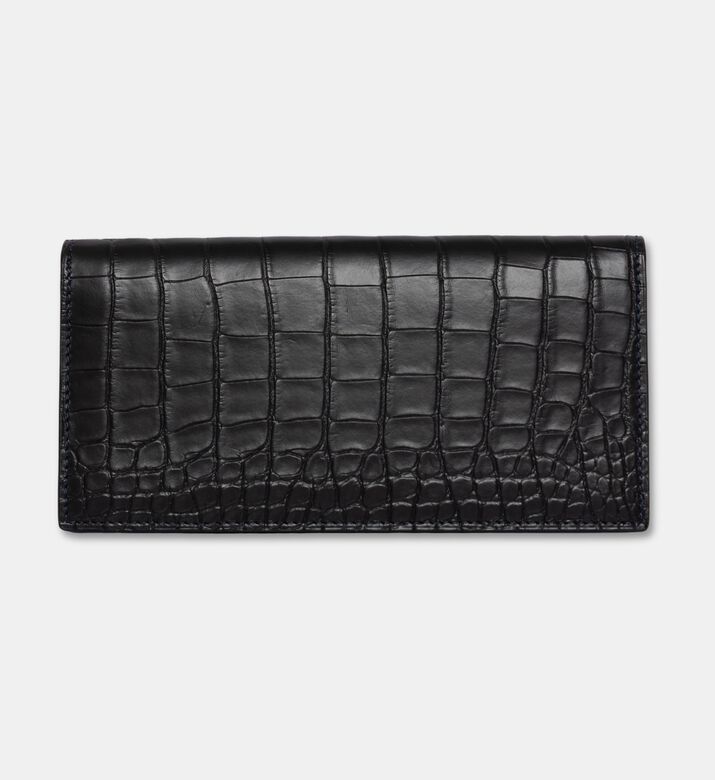 Camille Fournet Matte Alligator Wallet, Navy, Packshot View