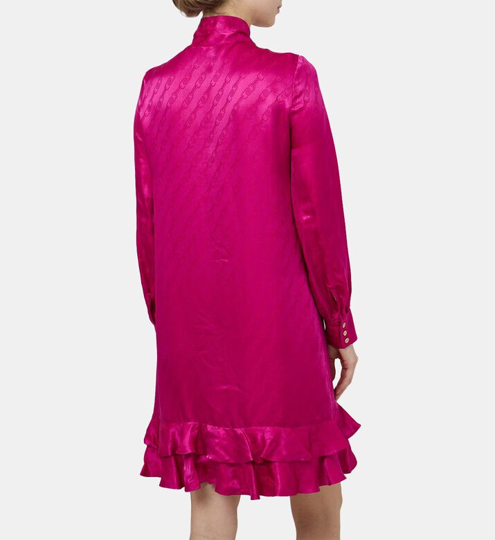 فستان بحافة مكشكشة بربطة أمامية