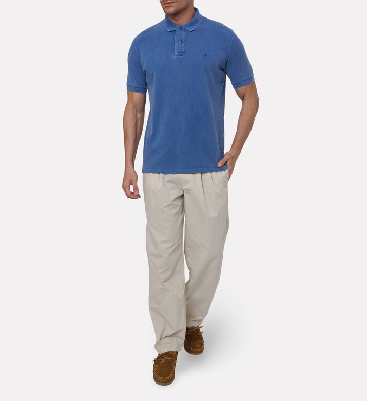 Marant Homme Embroidered Logo Straight-cut Polo Shirt, Indigo, M, Model View