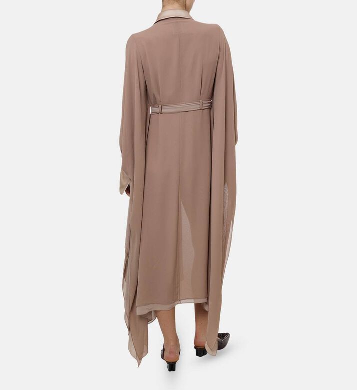 Edward Achour Paris Self-tie Waist Belt Longline Dress, Model View