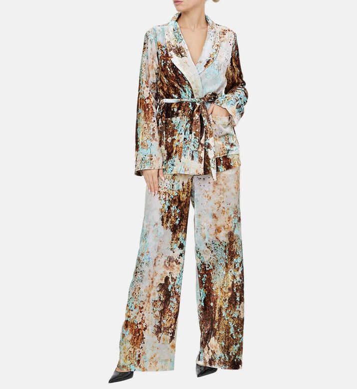 Marble Fabric Belted Shirt Jacket