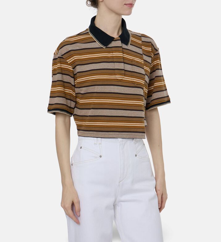 Isabel Marant Striped Knit Crop Polo, Model View
