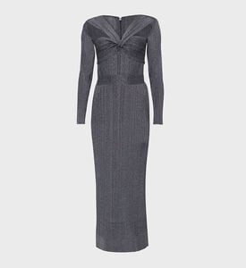 Variegated Rib Draped Metallic Gown Variegated Rib Draped Metallic Gown