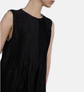 Edward Achour Paris Sleeveless Pintuck Pleating Shell Top, Black, 40, Model View