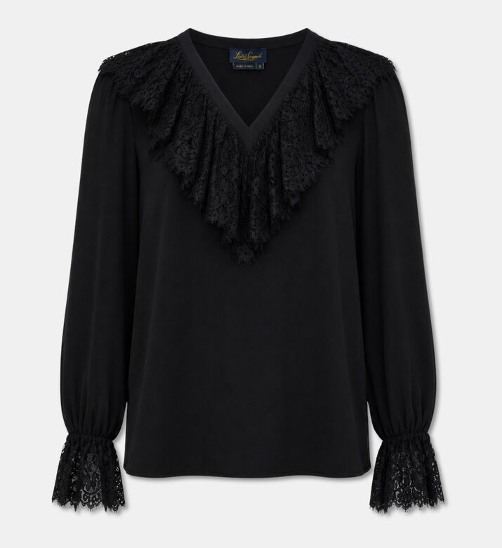 Luisa Spagnoli V-neck Regular-fit Blouse, Black, S, Packshot View