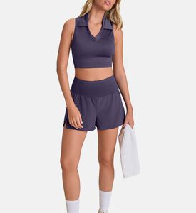 LIVE! Polo-style Cropped Top, Blue, M, Model View