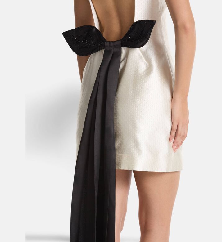 Savanna Oversized Leaf Bow Mini Dress, Model View