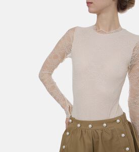 بودي سوت ضيق طويل الأكمام بزخارف أزهار