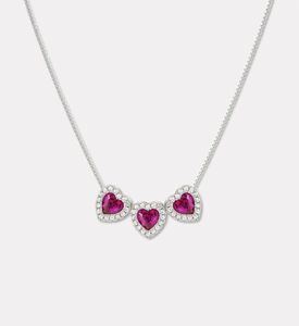 Nomination Vibrant Pink Heart-shaped Stones Silver-tone Necklace, Packshot View
